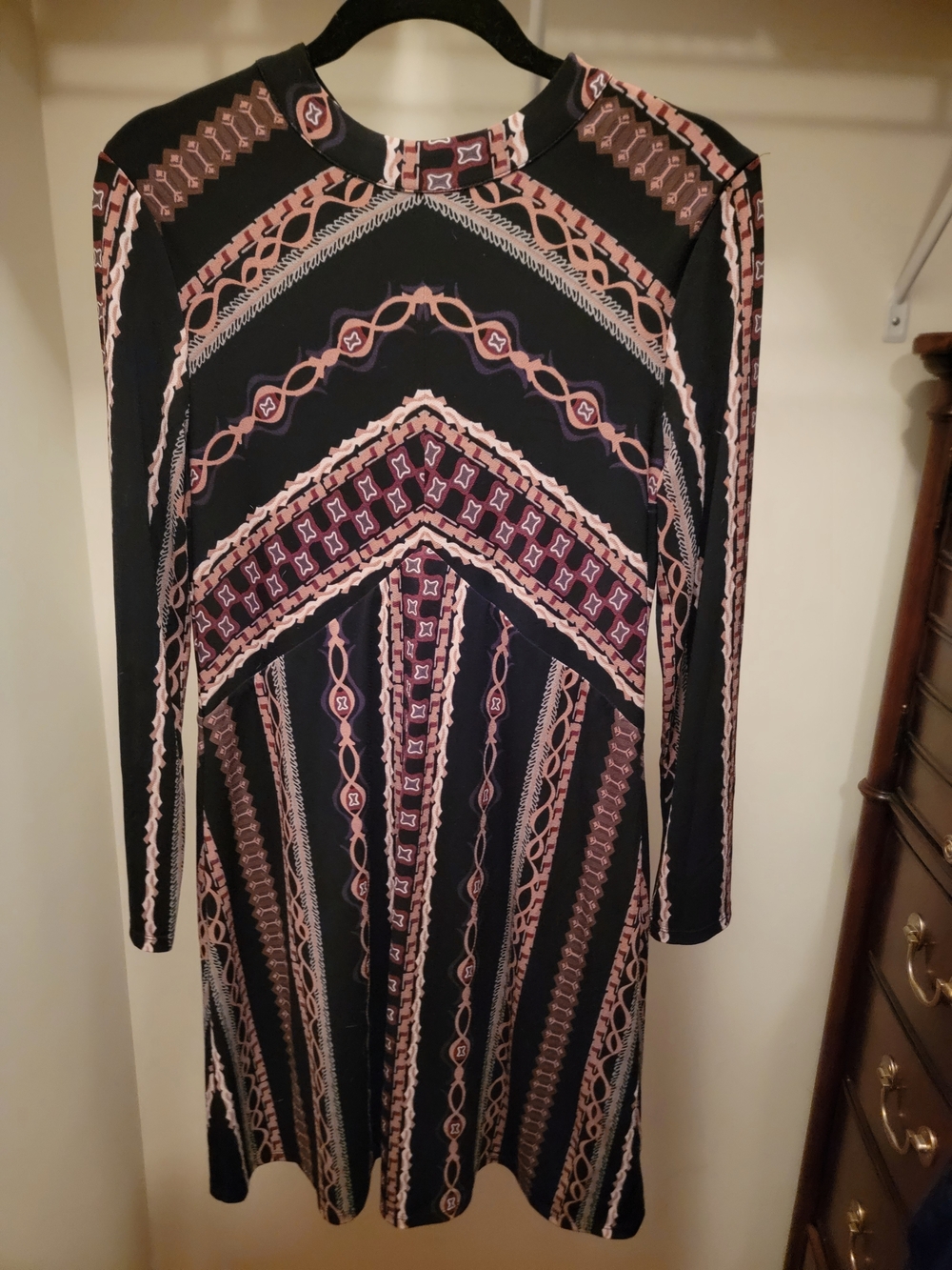 Free People Stella Mini Dress Size L Long Sleeves Stripes Boho Zip Back Retro